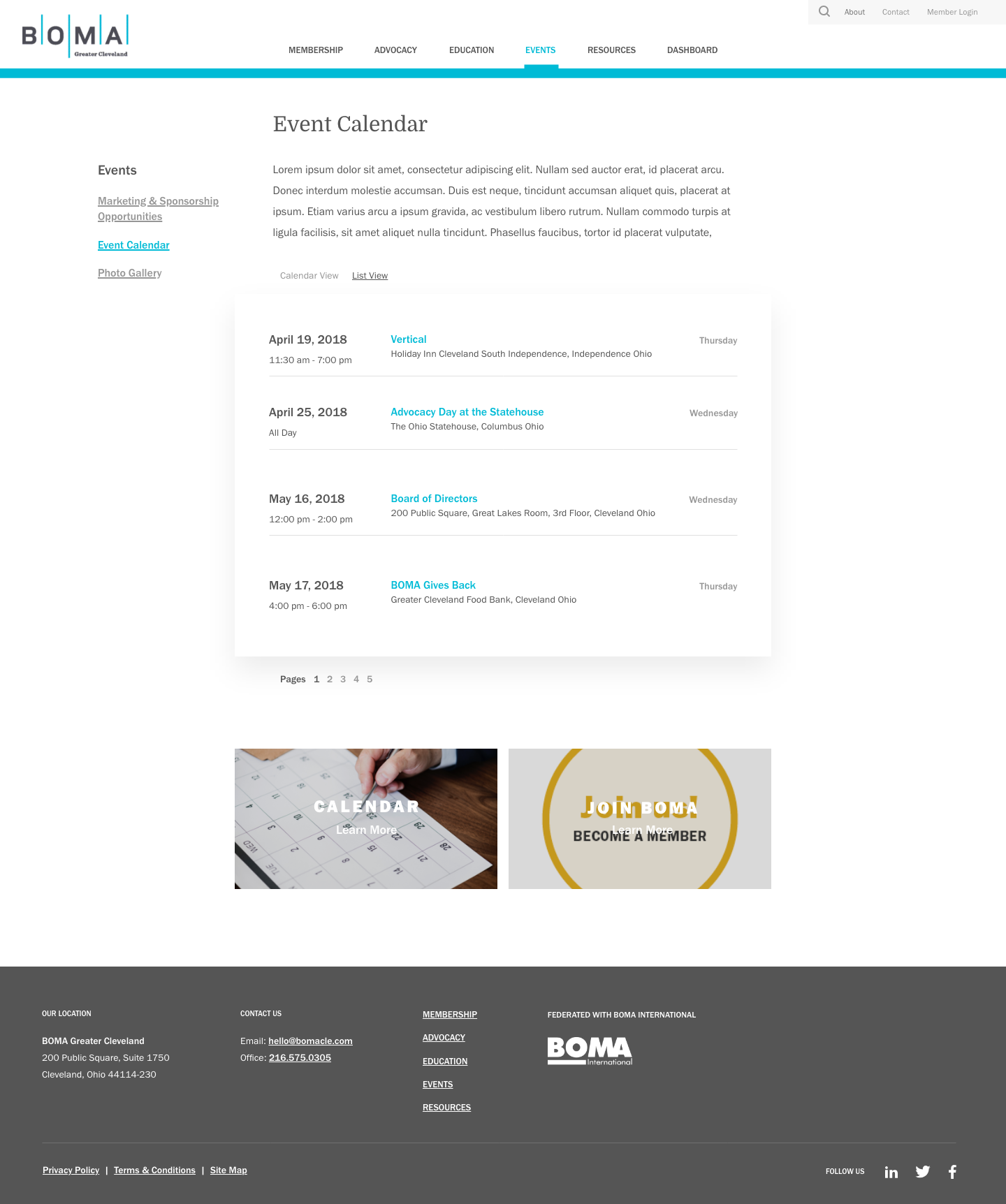 BOMA events list